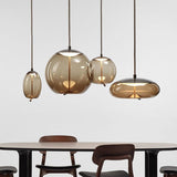 Post Modern Jute Rope Multi Light Glass Pendant