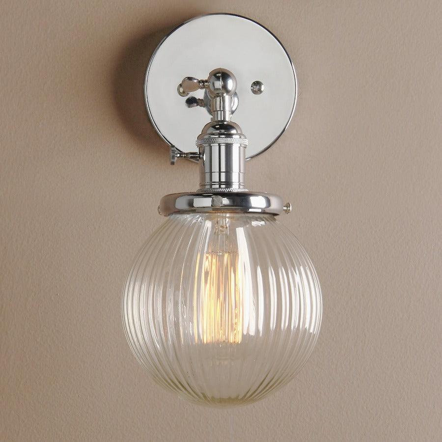 Metal Texture Glass Ball Design Wall Lamp