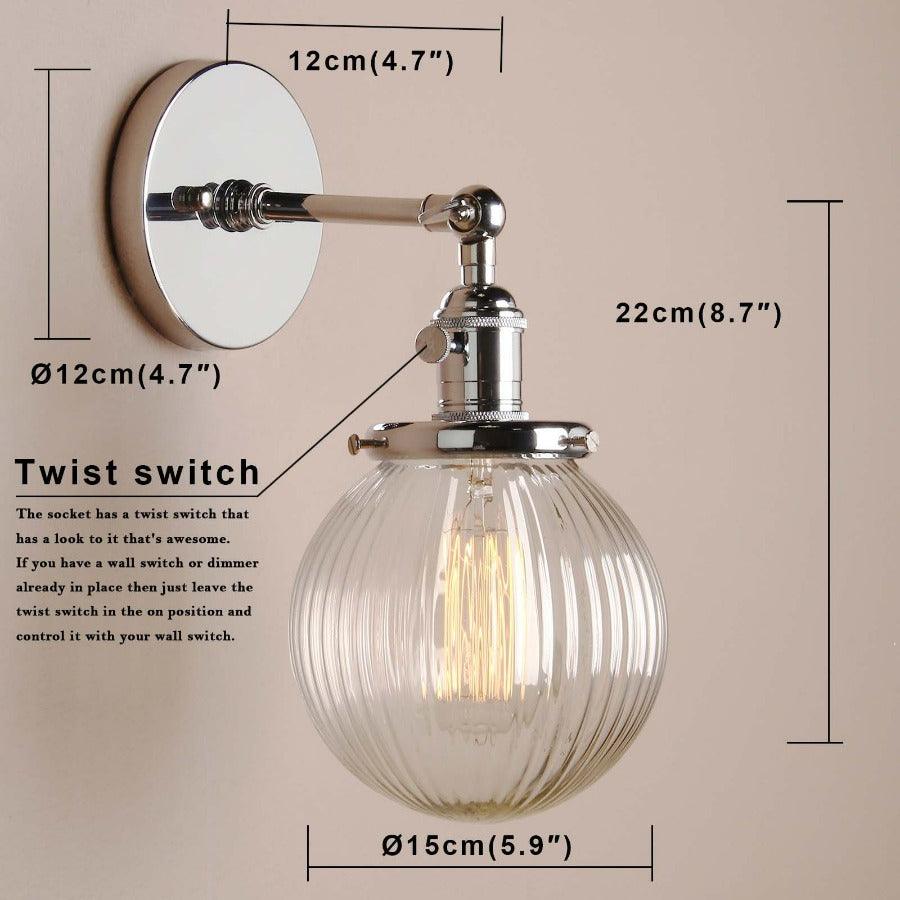 Metal Texture Glass Ball Design Wall Lamp