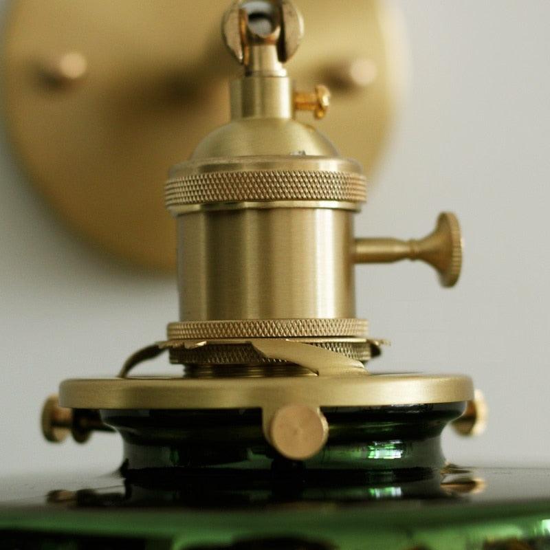 Vintage Bedroom Wall Lights with Brass and Glass