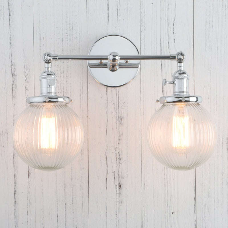 Textured Glass Two-Bulb Wall Sconce