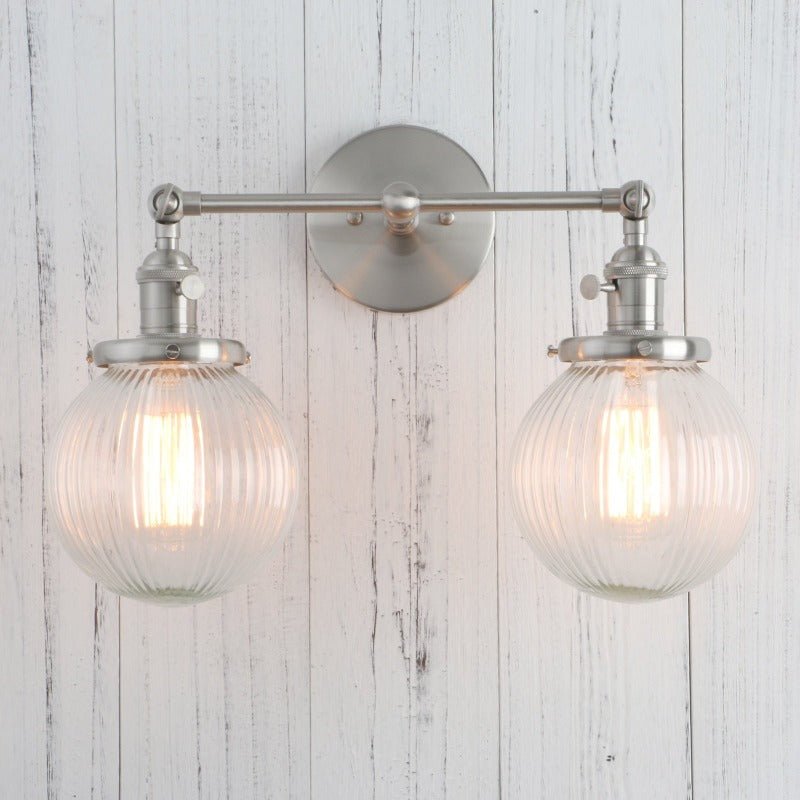 Textured Glass Two-Bulb Wall Sconce