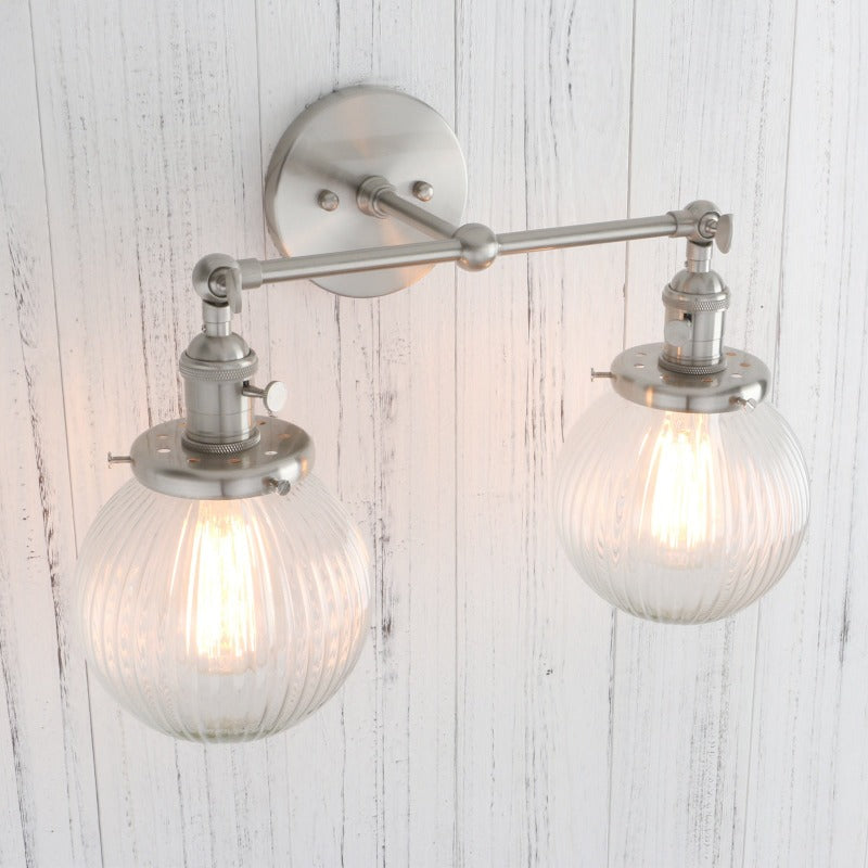 Textured Glass Two-Bulb Wall Sconce