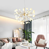 Modern Leaf Scattered Platinum Chandelier