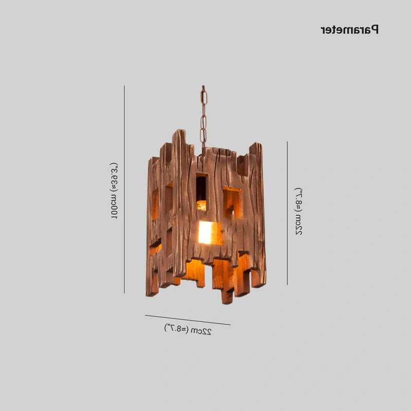 Wooden Vintage Chain Industrial Pendant Light