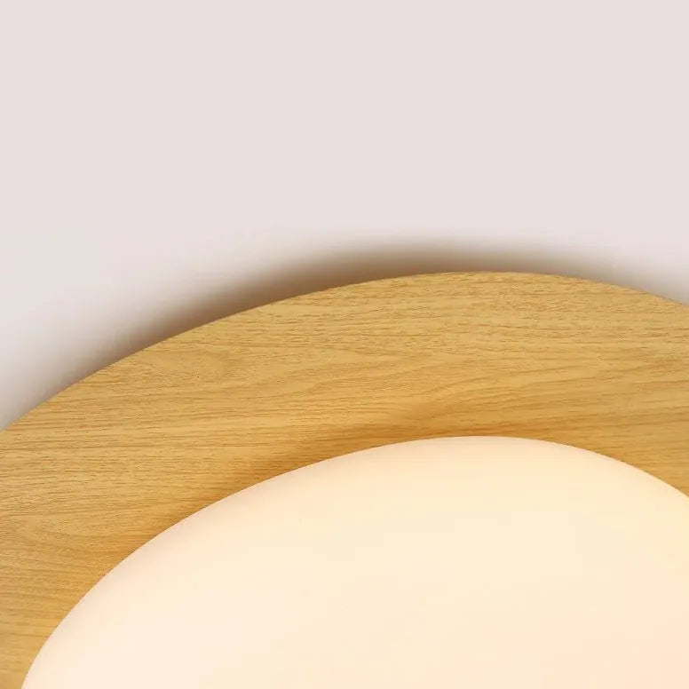 Round Minimalist Ceiling Light with Wooden Frame