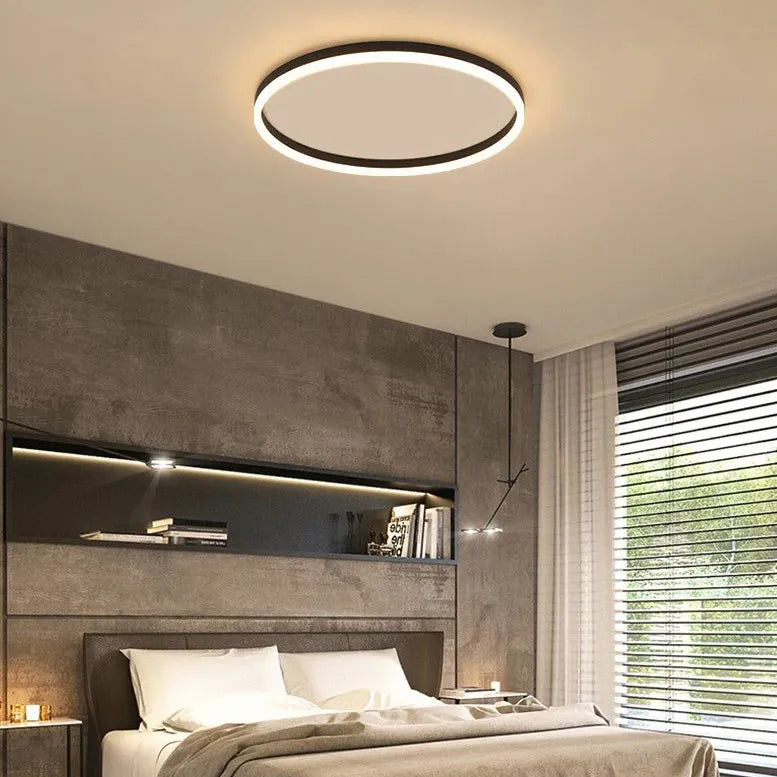 Black Minimalist Round Ceiling Light for Bedroom