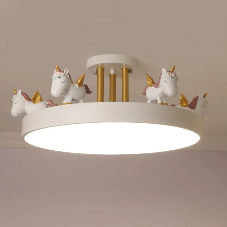 Carousel Horses Bedroom Flush Ceiling Lights