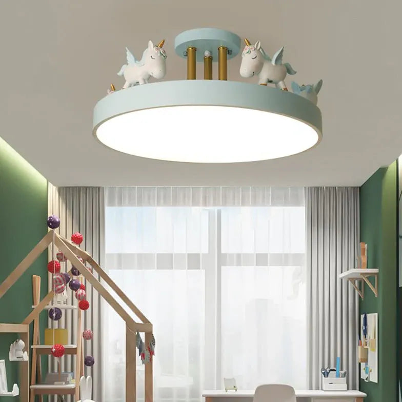 Carousel Horses Bedroom Flush Ceiling Lights