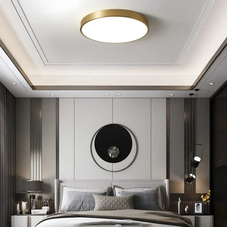 Metallic Round Minimalist Ceiling Light for Corridor