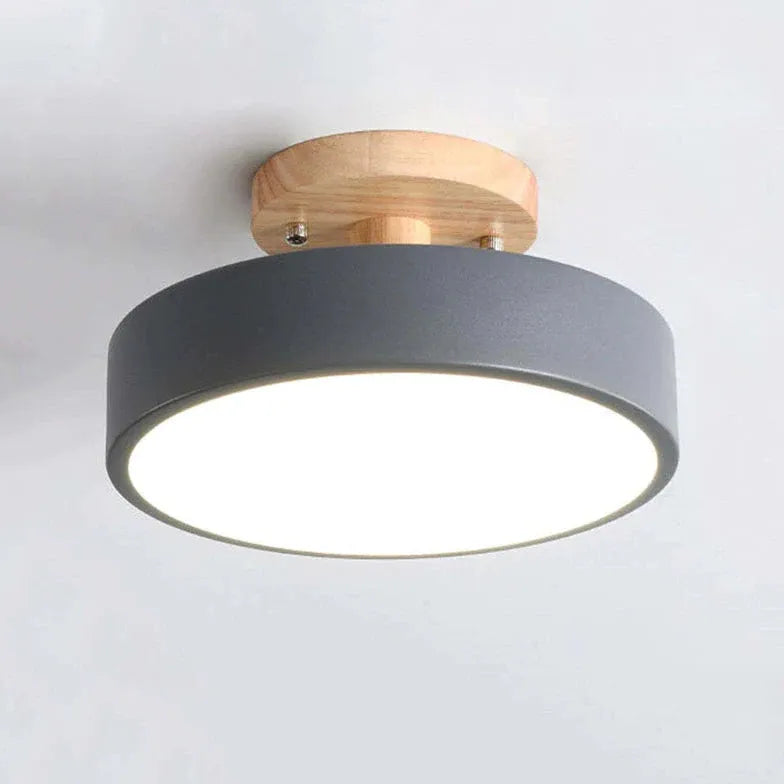 Soft Light Lampshade Wooden Flush Ceiling Light