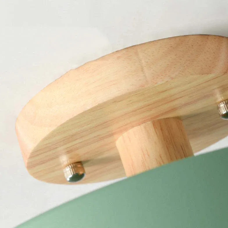 Soft Light Lampshade Wooden Flush Ceiling Light