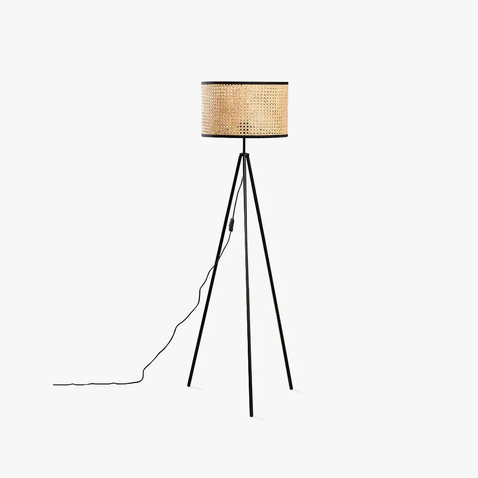 Japanese Rattan Floor Standing Tripod Lamps