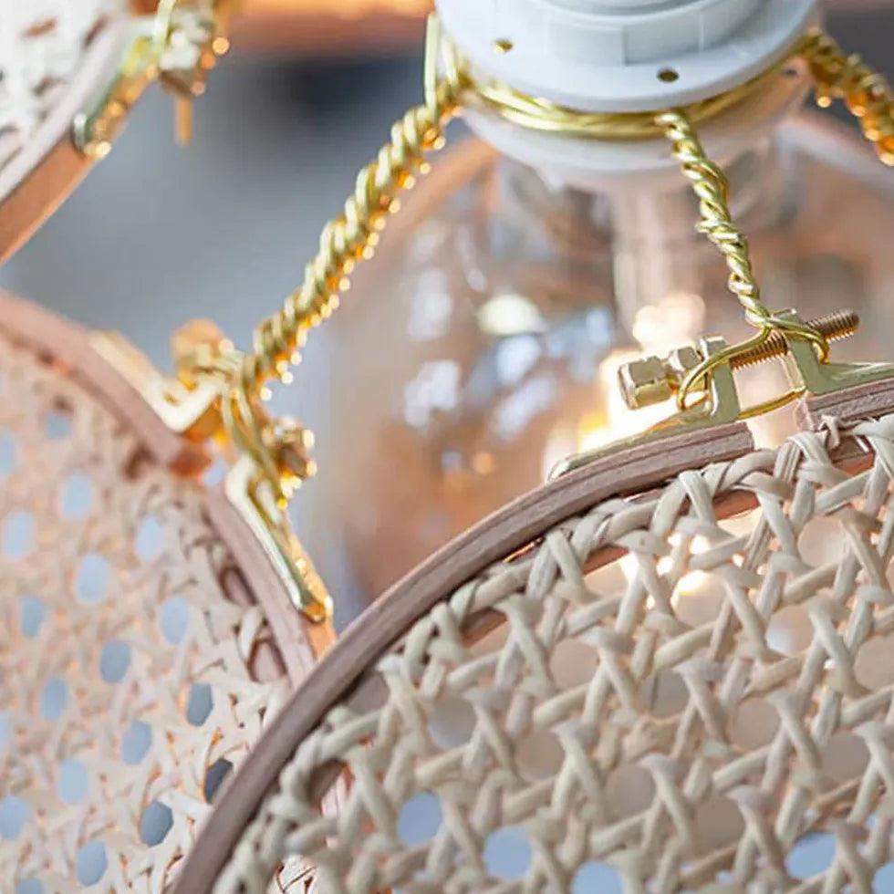 Southeast Asian Rattan Flower Pendant Light