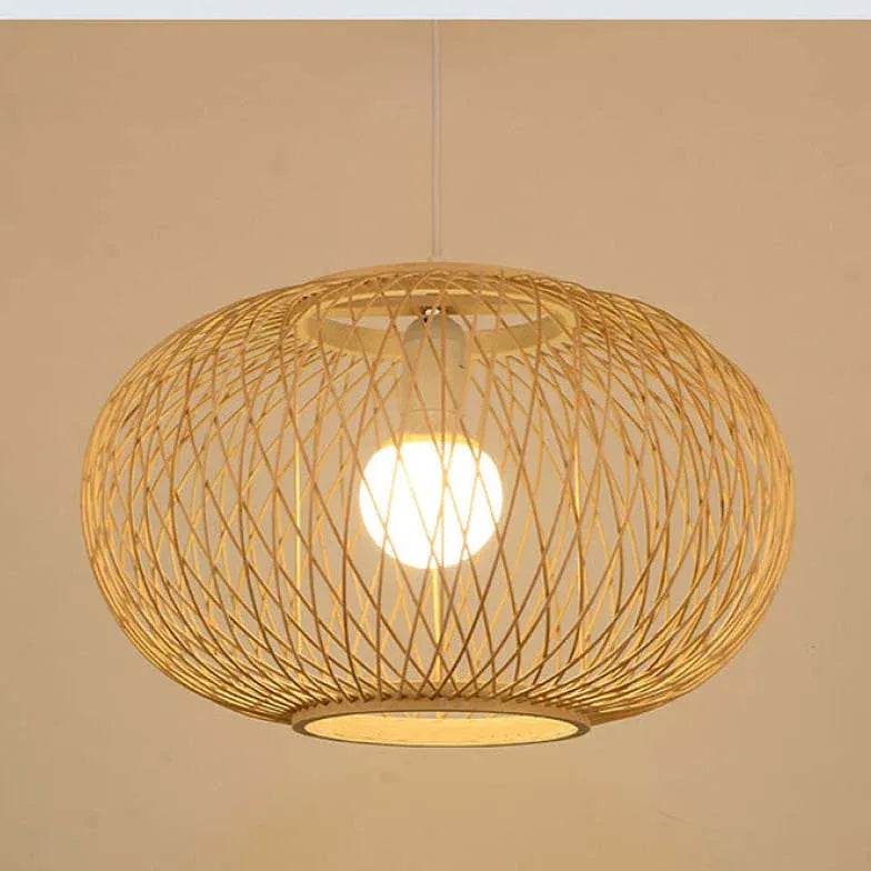 Japanese Bamboo Woven Style Pendant Light