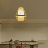 Wooden Japanese-Style Geometric Pendant Light