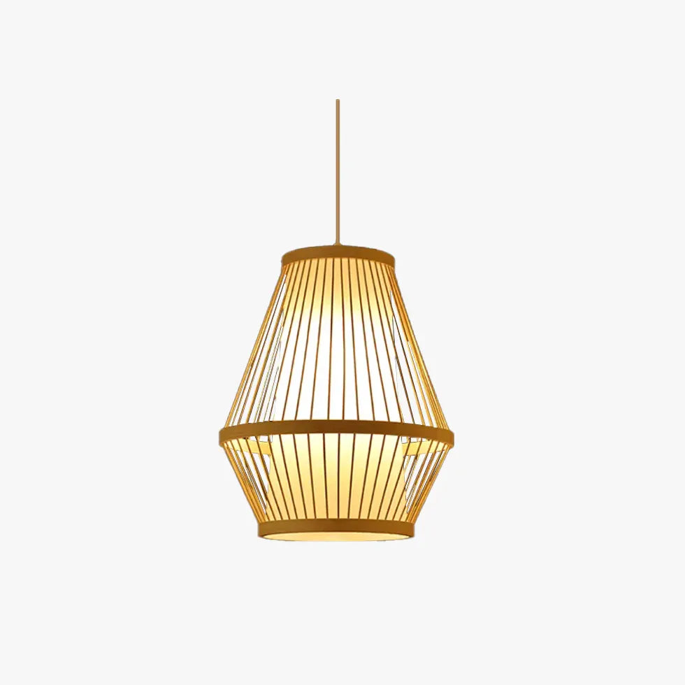 Wooden Japanese-Style Geometric Pendant Light