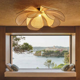 Japanese Vintage Style Rattan Petal Pendant Light