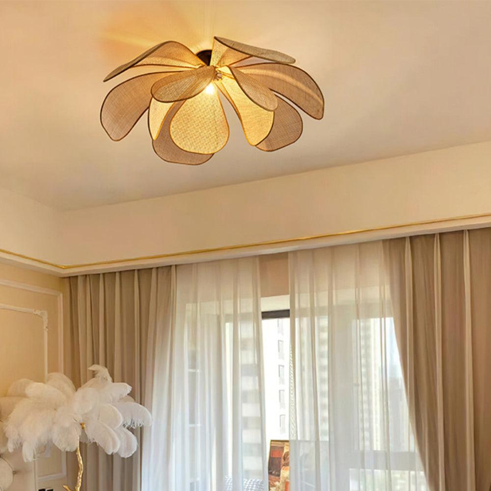 Handcrafted Rattan Petal Pendant Light for Dining Room