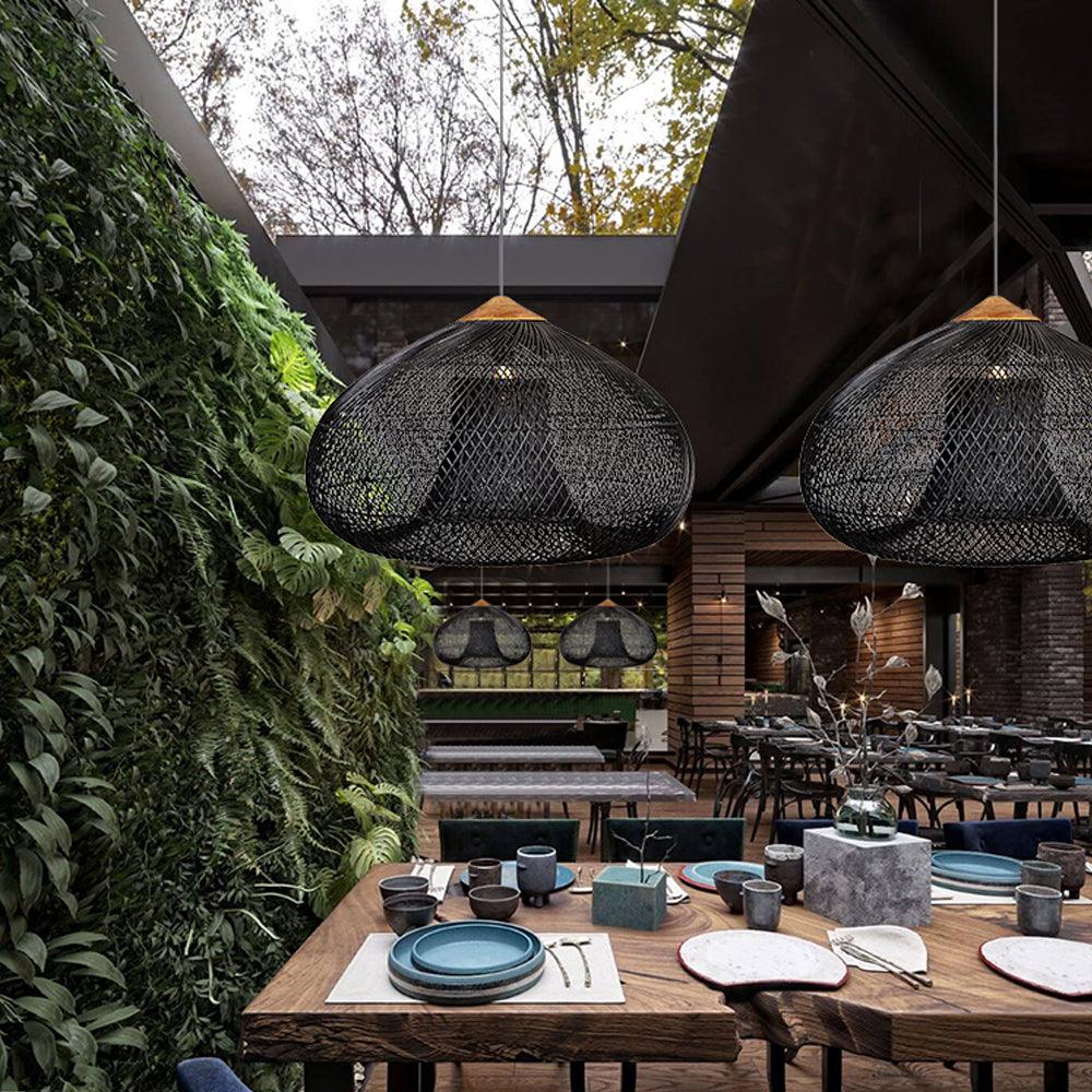 Wabi-Sabi Hollow Rattan Vintage Pendant Lights