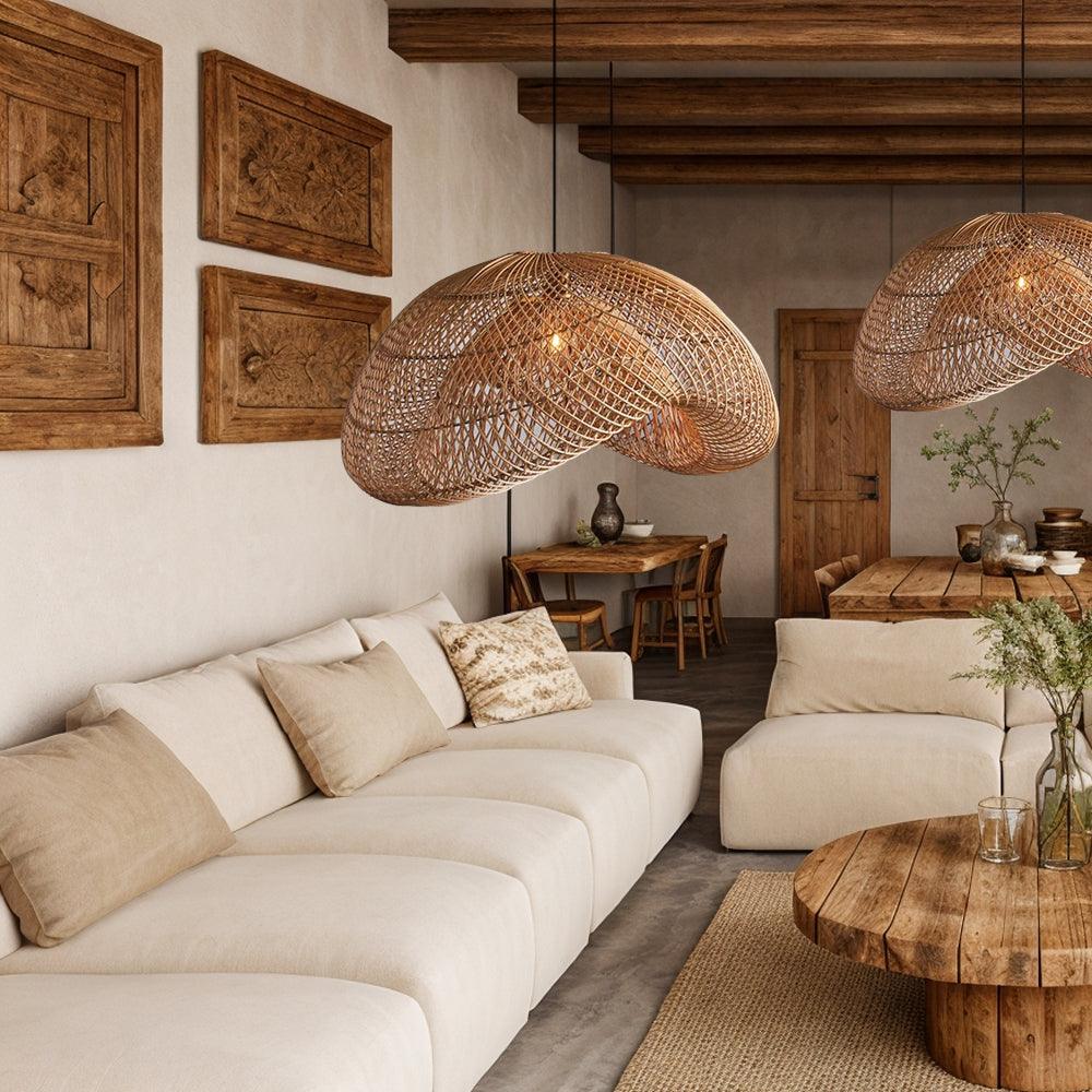 Boho Rattan Pendant Lighting for Dining Room