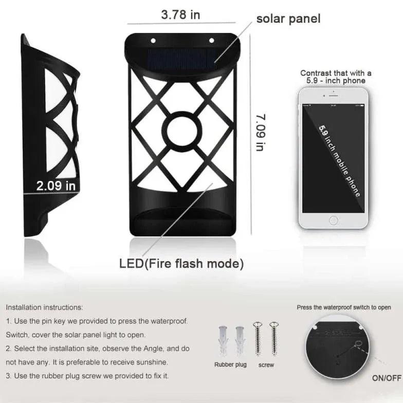 Solar Powered Waterproof Flame Lights For Steps Outdoors