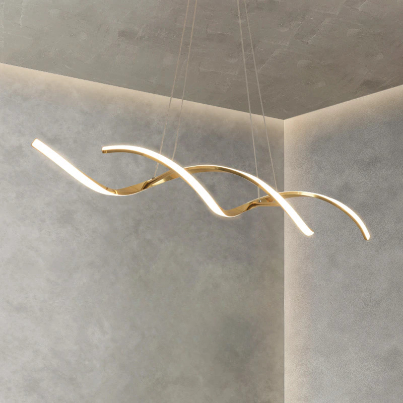 Modern Golden Spiral Linear Pendant Light