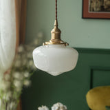 Retro Brass Lantern Glass Pendant Light