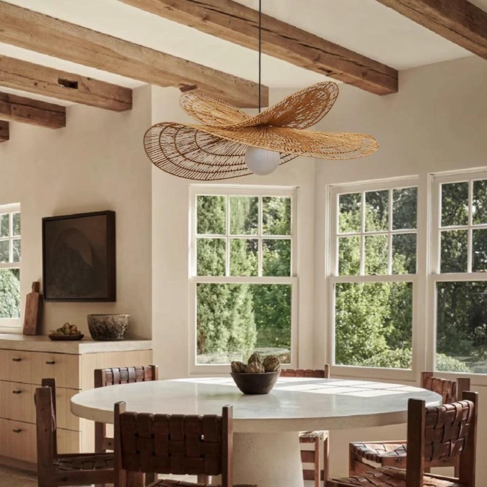 Southeast Asian Woven Rattan Pendant Light