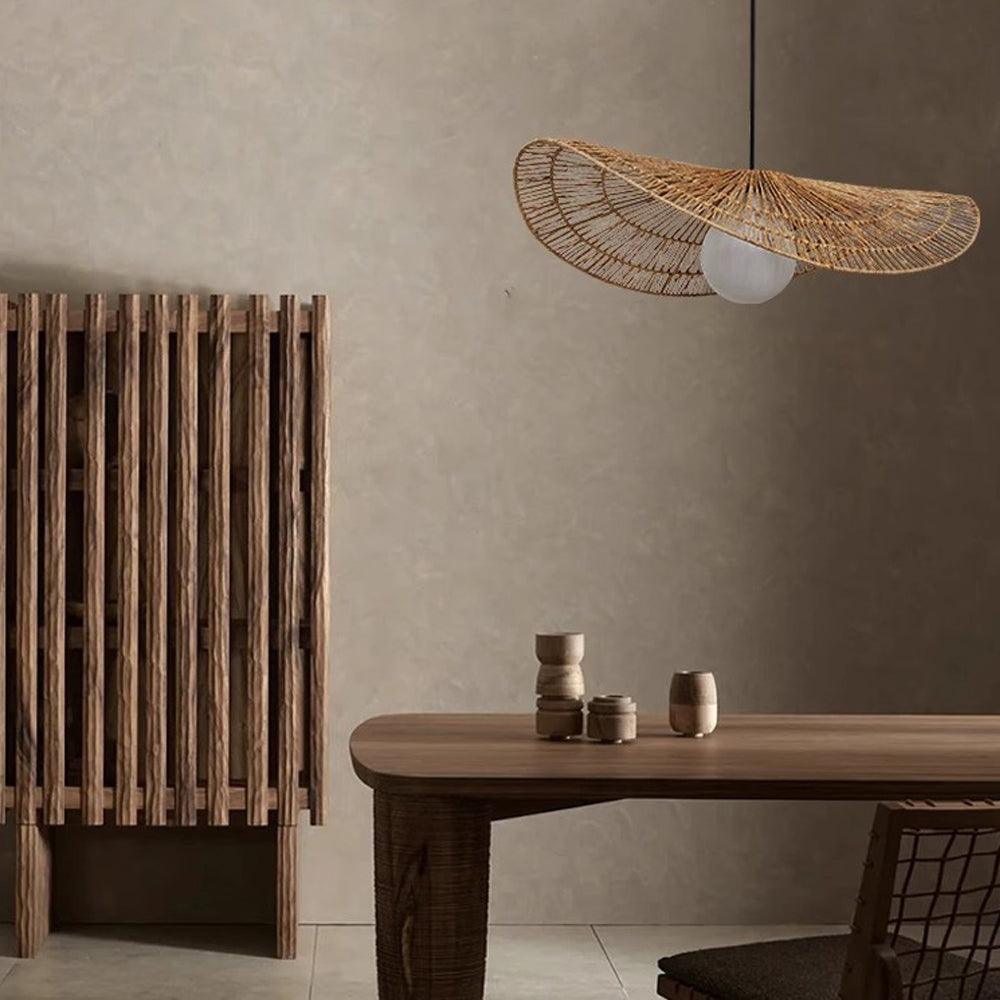 Southeast Asian Woven Rattan Pendant Light