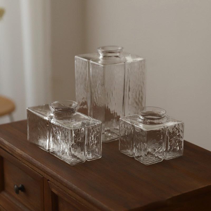 Vintage Brass Glass Square Pendant Light