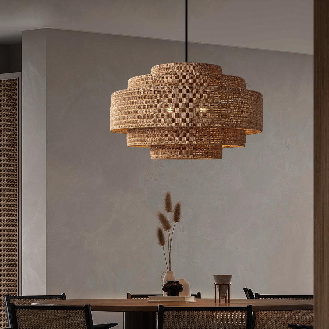 Vintage Rattan Pendant Light for Dining Room
