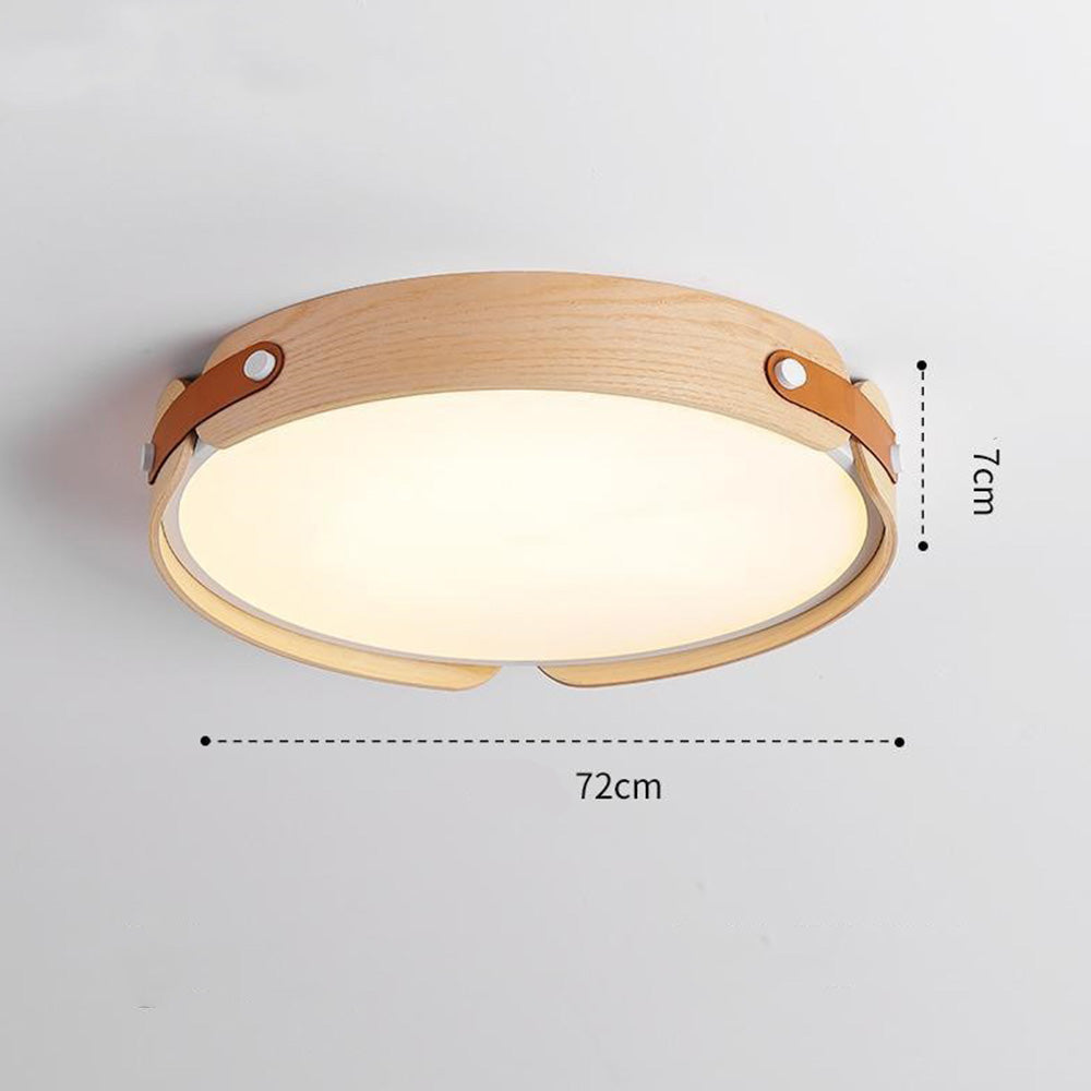 Retro Round Wooden Dimmable Ceiling Lamp