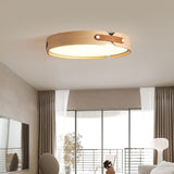 Retro Round Wooden Dimmable Ceiling Lamp