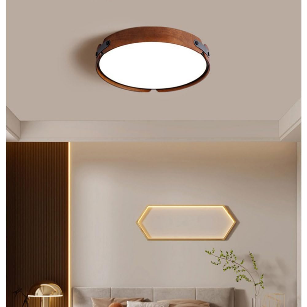 Retro Round Wooden Dimmable Ceiling Lamp