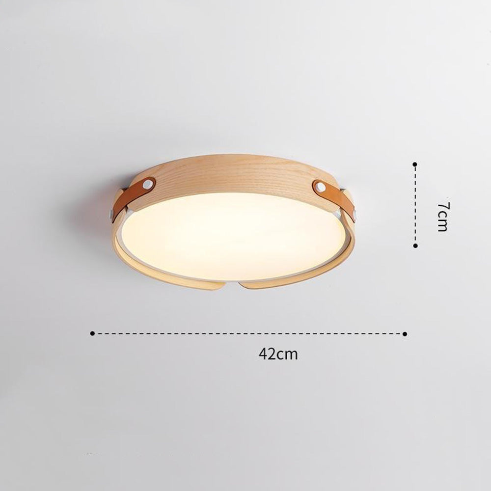 Retro Round Wooden Dimmable Ceiling Lamp