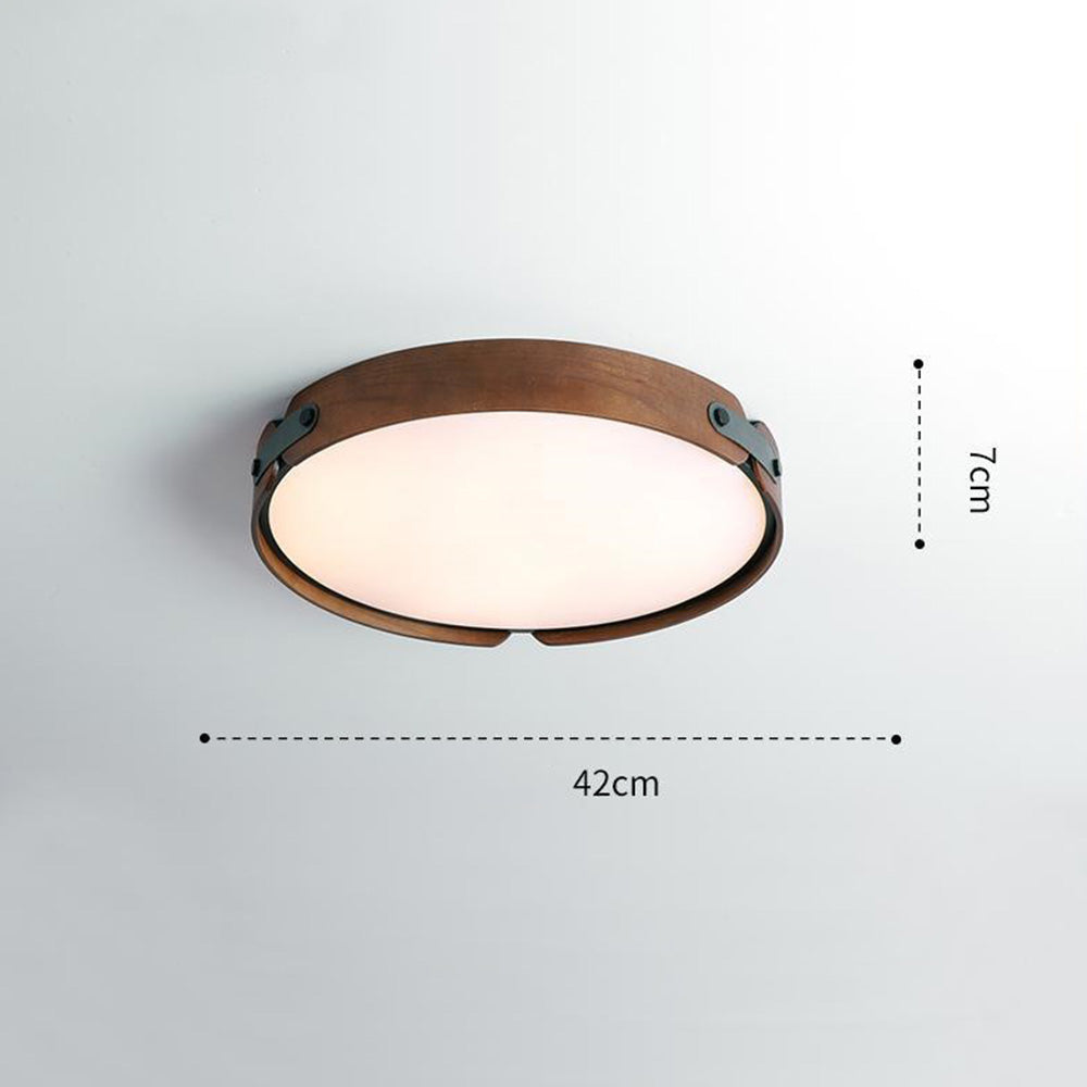 Retro Round Wooden Dimmable Ceiling Lamp