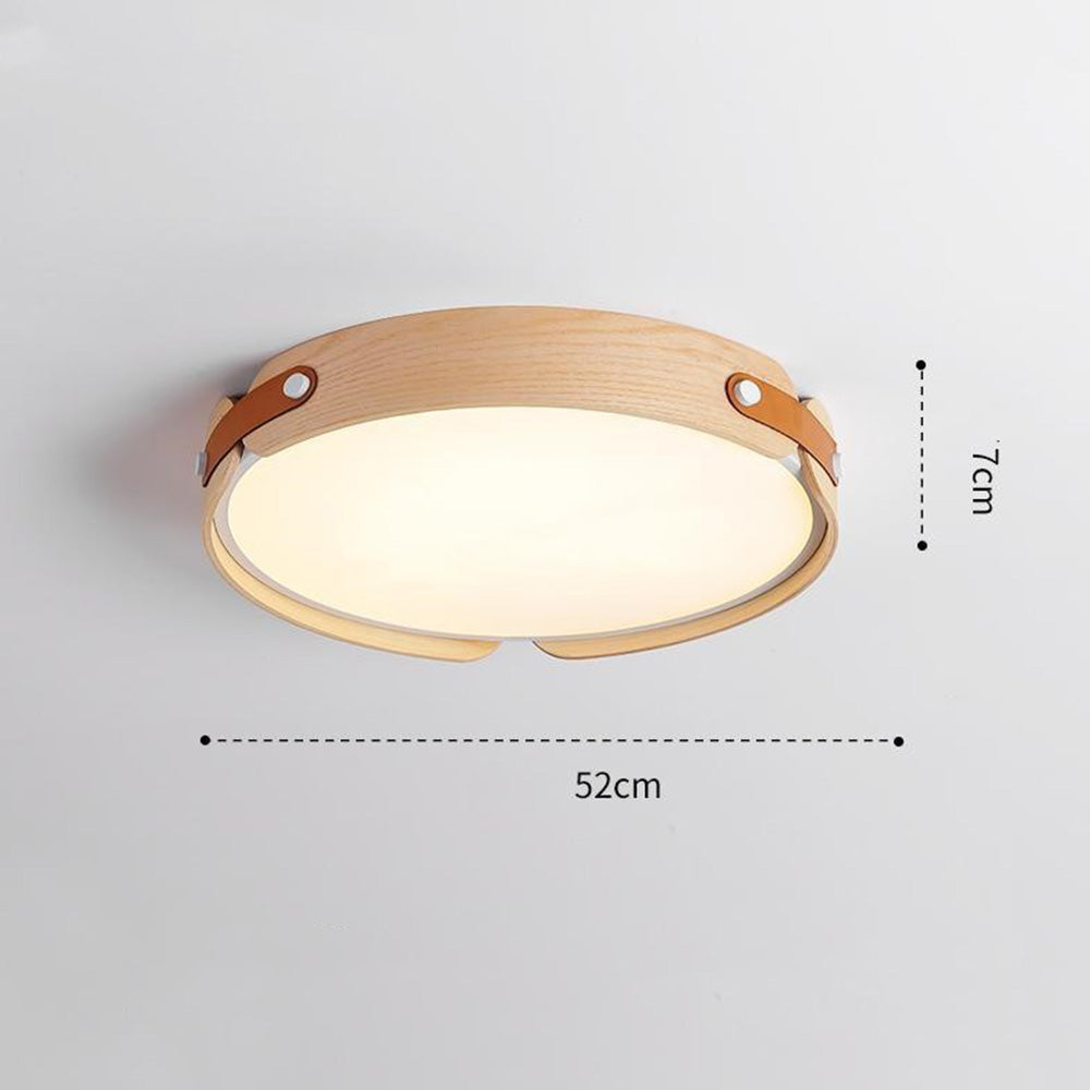 Retro Round Wooden Dimmable Ceiling Lamp