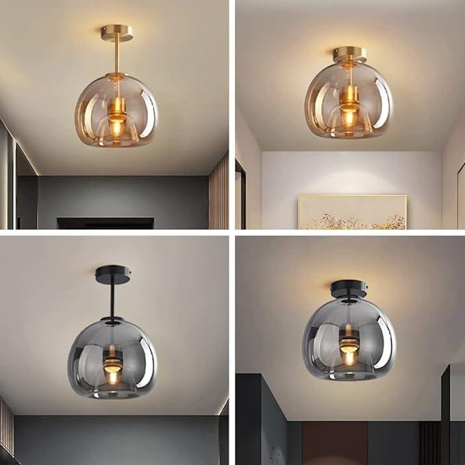 Nordic Glass Semi Flush Mount Ceiling Light for Hallway