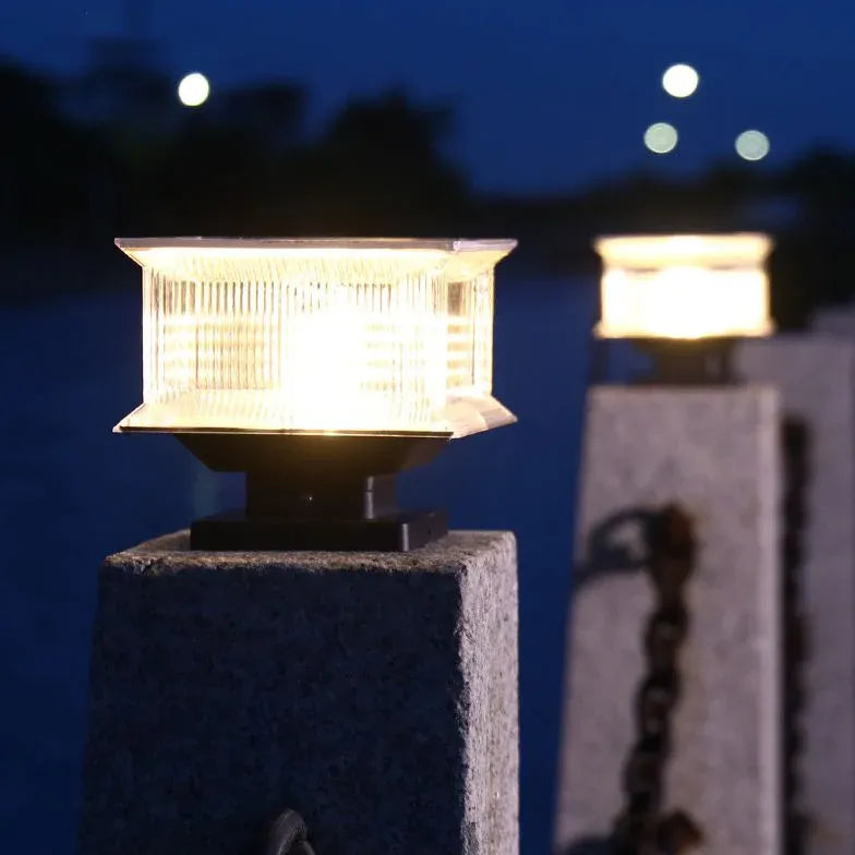 Rectangular Waterproof Solar Led Outdoor Pillar Lights