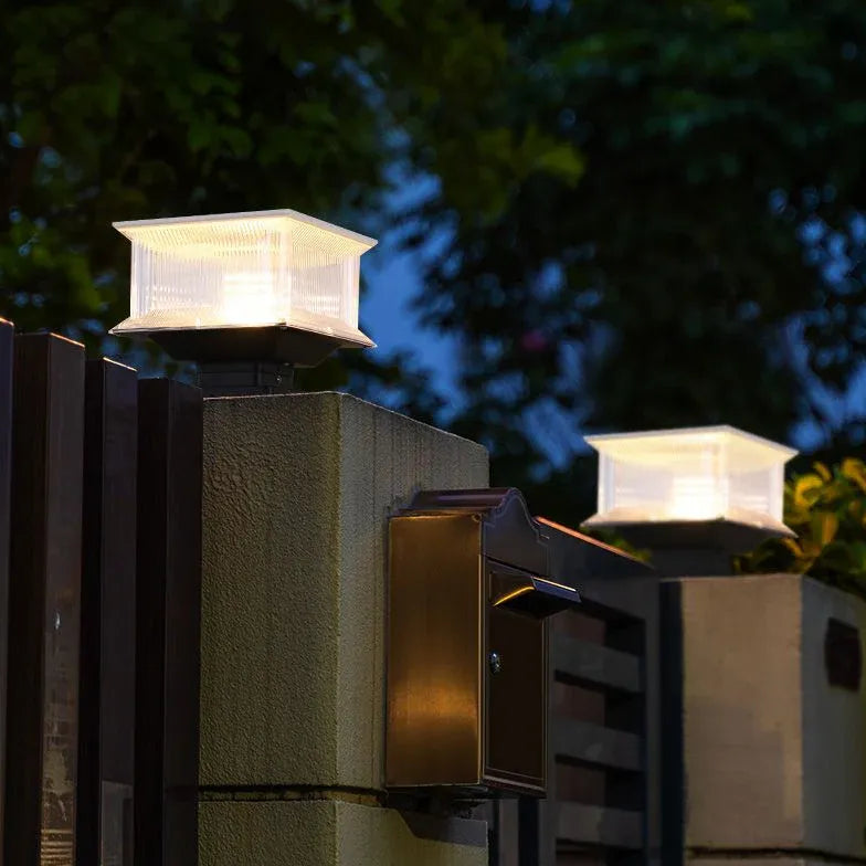 Rectangular Waterproof Solar Led Outdoor Pillar Lights