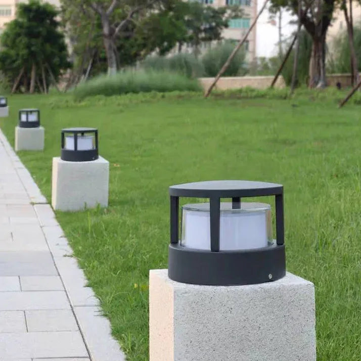 Dimmable Solar Black Outdoor Pillar Lights