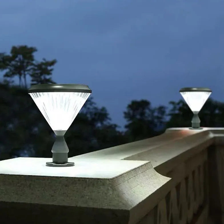 Cone Top Solar Outdoor Pillar Lights