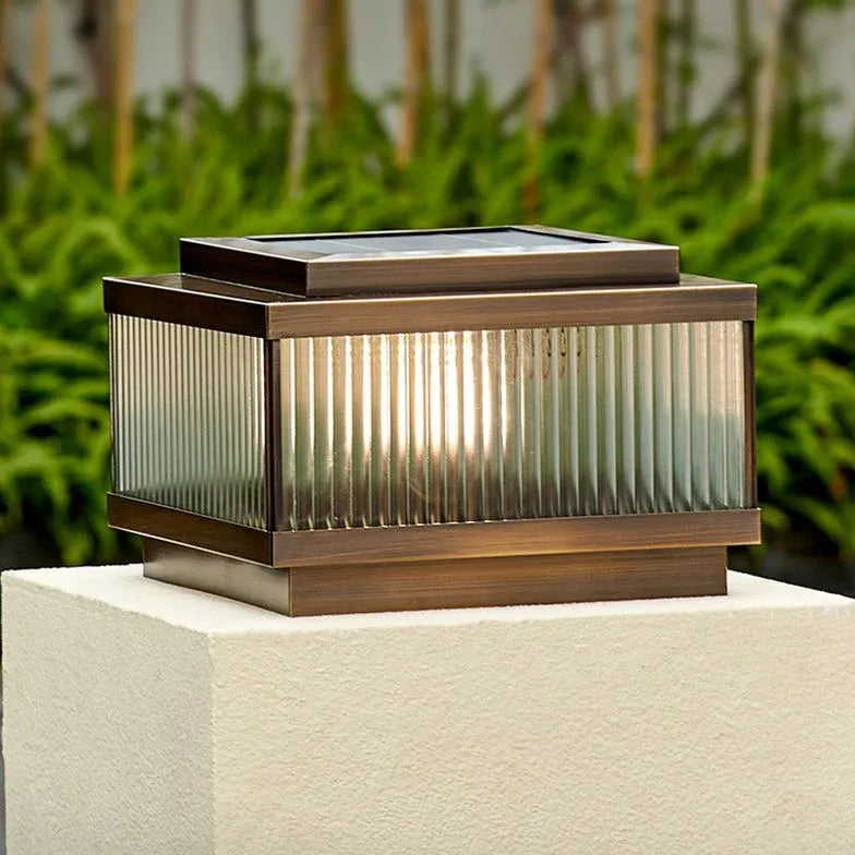 Brown Glass Solar Outdoor Pillar Lights