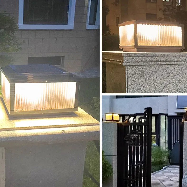 Brown Glass Solar Outdoor Pillar Lights