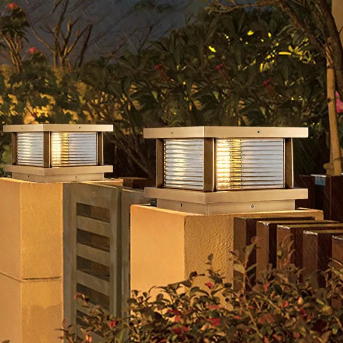 Ripple Glass Rectangular Solar Outdoor Pillar Lights