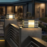 Square Black Solar Outdoor Pillar Lights