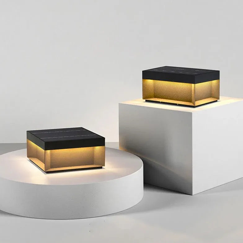 Square Modern Black Outdoor Pillar Lights