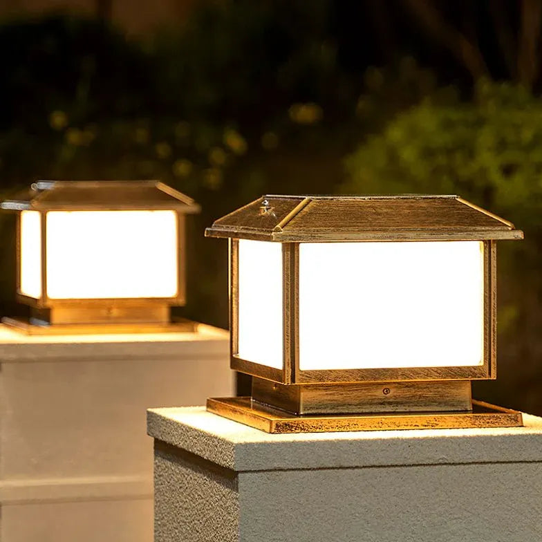 Classic Square Solar Outdoor Pillar Lights