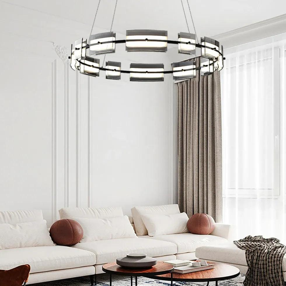 Luxury Multi-Rectangular Round Glass Pendant Lights